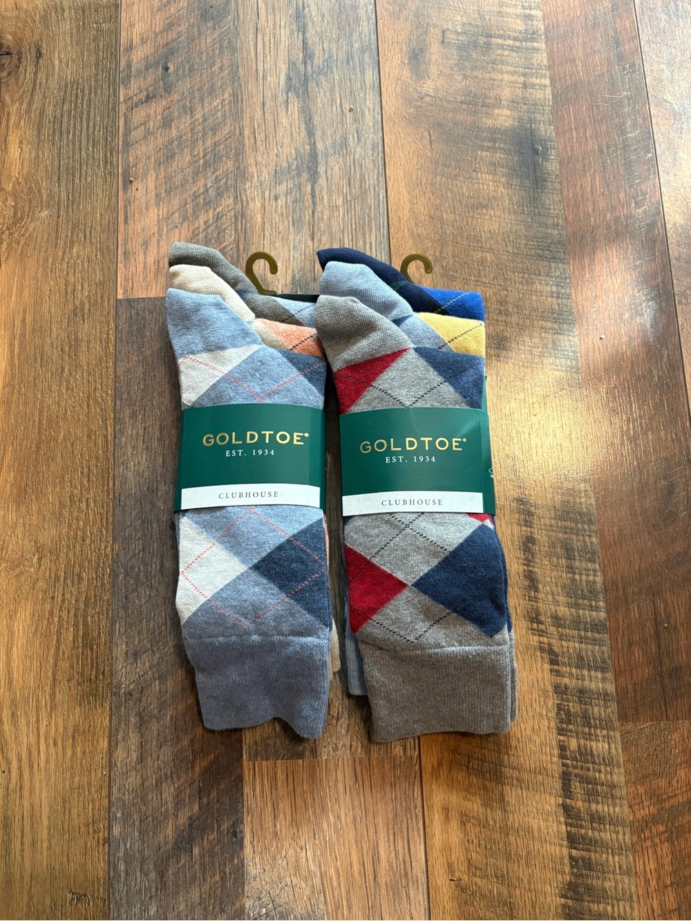 GoldToe Argyle Dress Socks - Gray, Blue, Red & Yellow